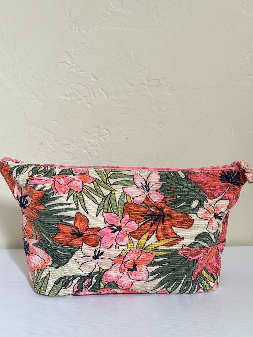 Billabong Tropical Floral Canvas Zipper Pouch Boho Beach Accessory - Picture 2 of 15